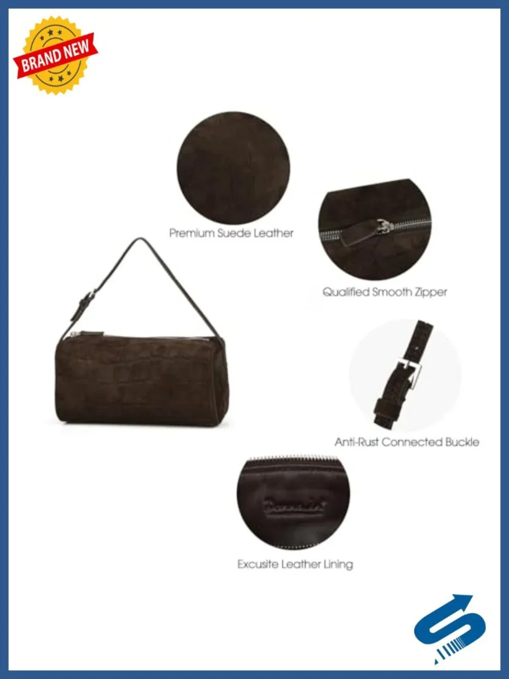 Premium Suede Leather Crossbody Hobo Bag with Adjustable Strap